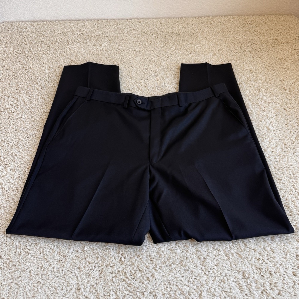 Lauren Ralph Lauren Dress Pants Mens 38x32 Black Excellent Flat Front Trousers